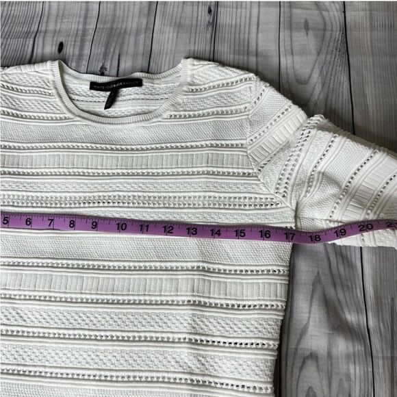 White House Black Market White Eyelet 3/4 Length Sleeves Pullover Top M - Picture 8 of 9